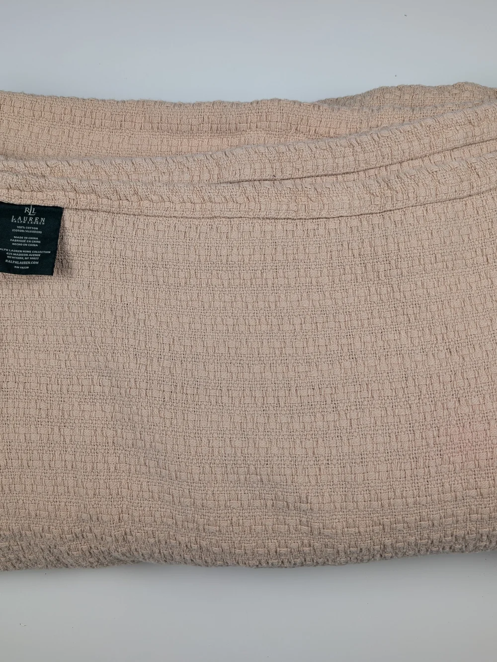 Lauren Ralph Lauren Woven Cotton Blanket King Size Blush Beige